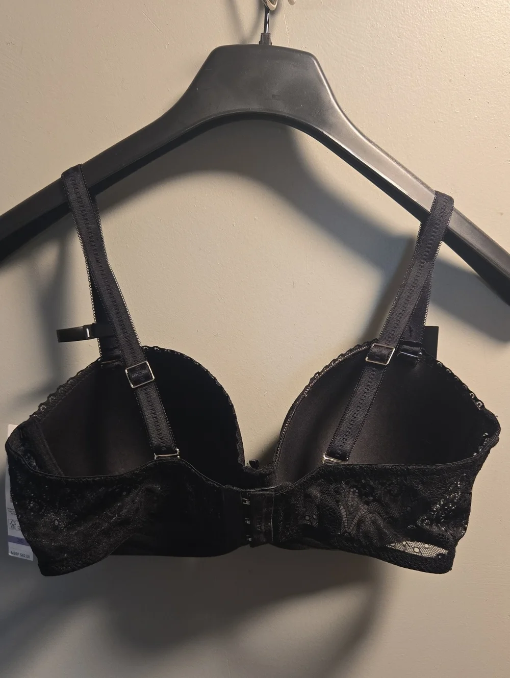 Tahari Black Lace Push-Up Bra with Nude Lining